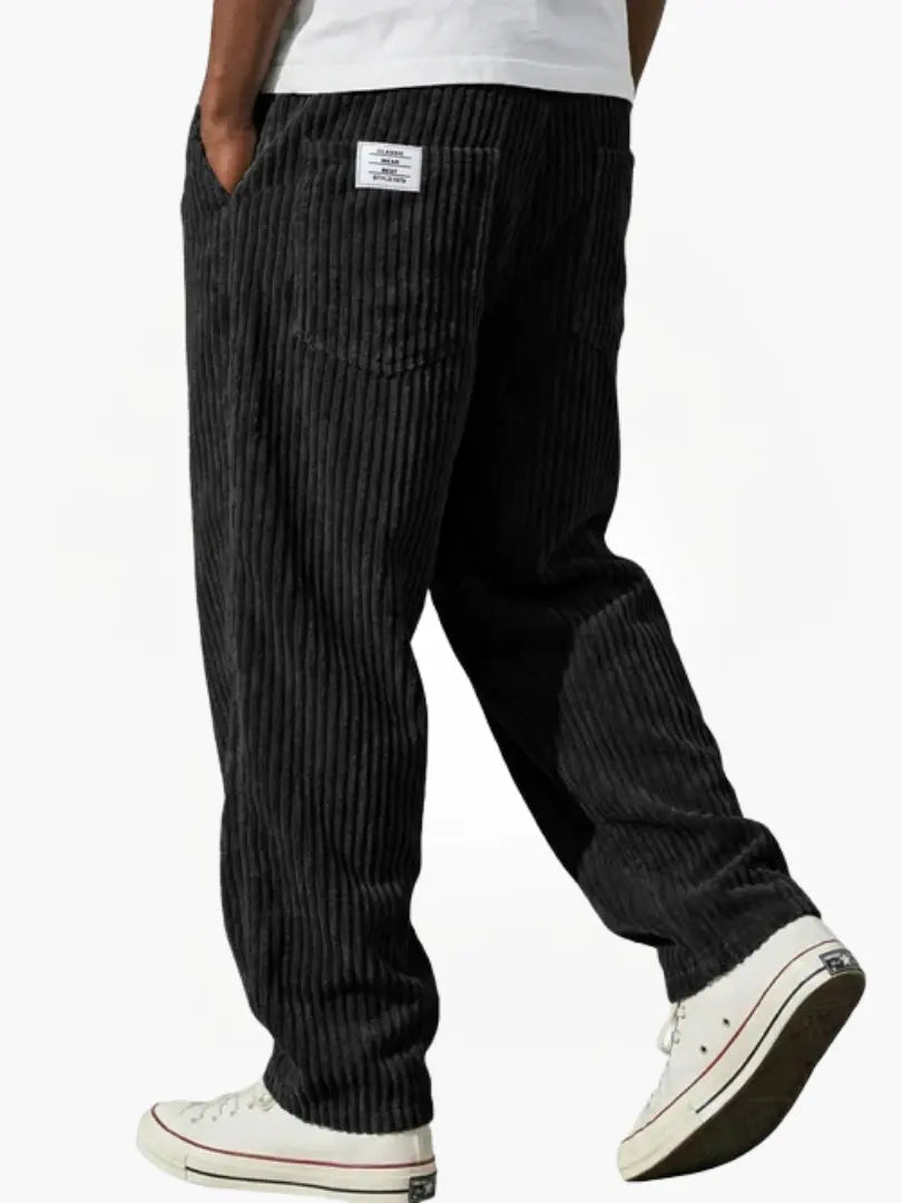 Zipari | Modern and Relaxed Men's Corduroy Trousers Black