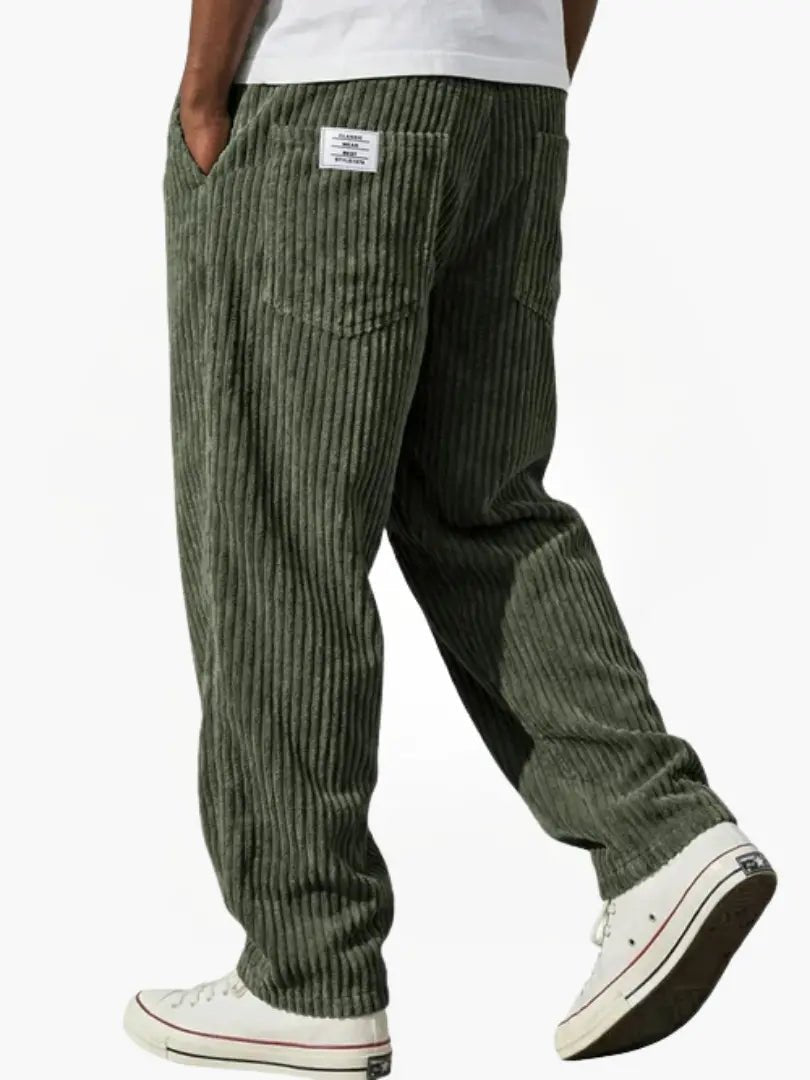 Zipari | Modern and Relaxed Men's Corduroy Trousers Green
