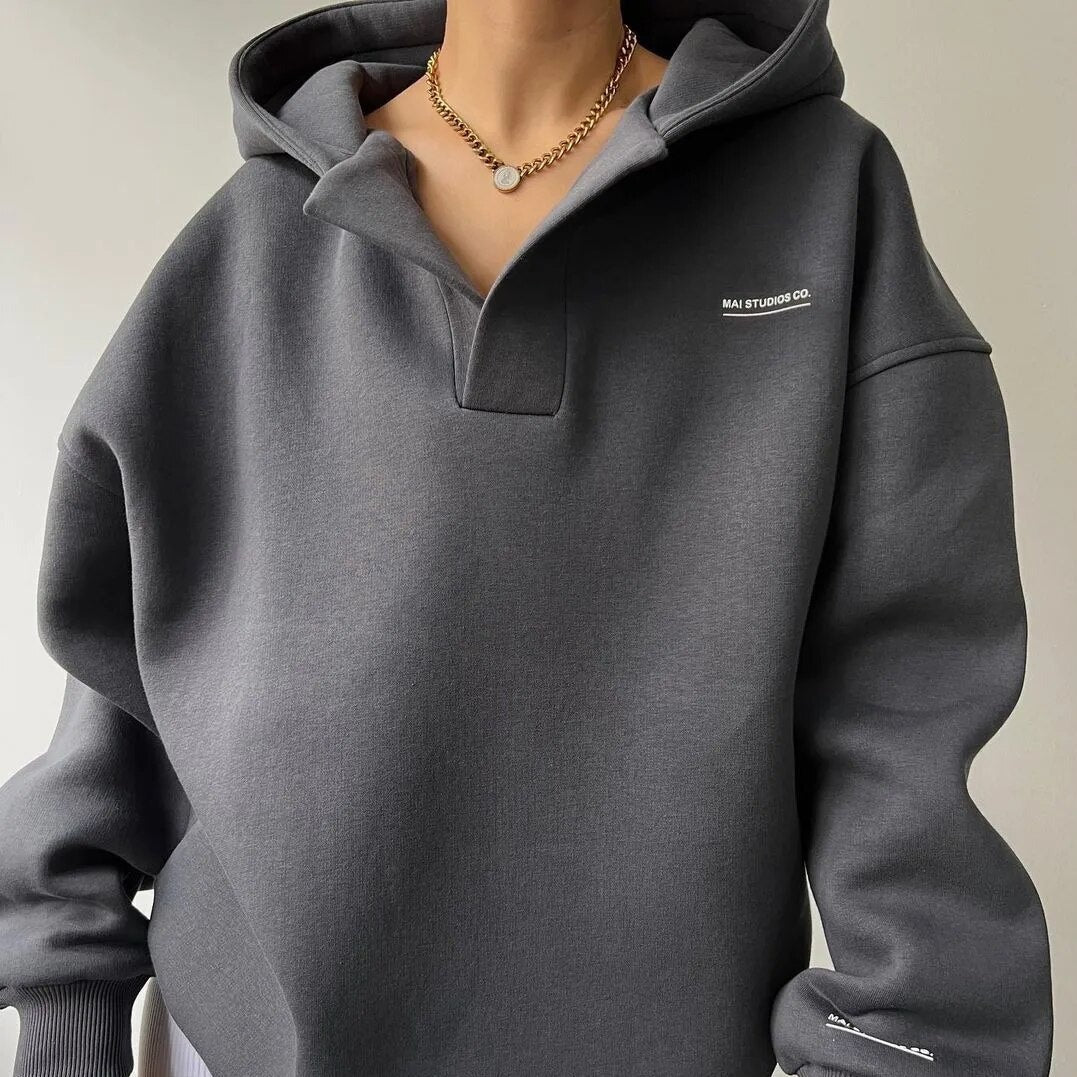 Isana | Relaxed Oversized Cotton Hoodie Gray