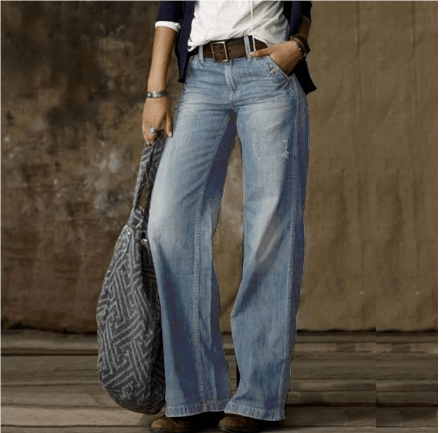 Women's Vintage Baggy Jeans with Straight Leg | High Waist light blue