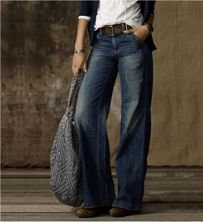 Women's Vintage Baggy Jeans with Straight Leg | High Waist blue