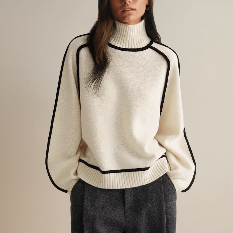 Women's Warm Turtleneck Sweater | Winter Cream White