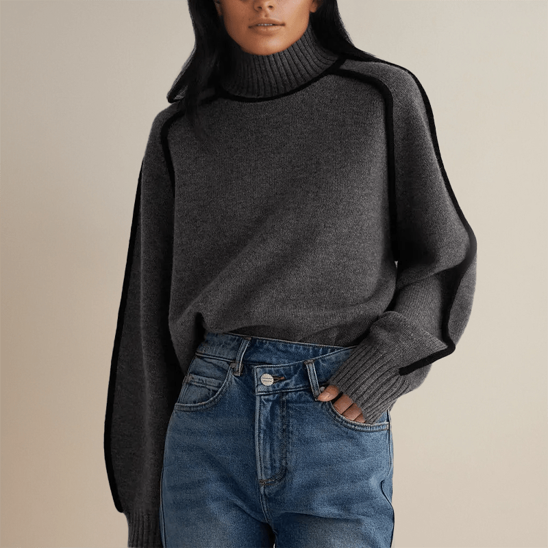 Women's Warm Turtleneck Sweater | Winter Platinum Grey