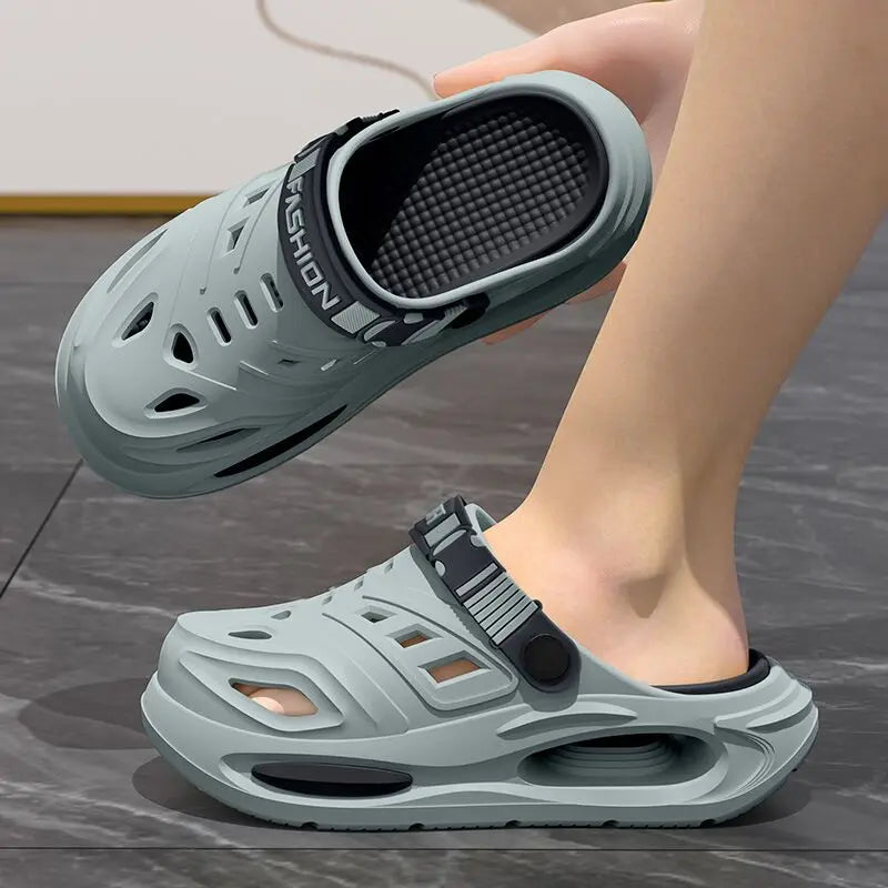 Men's Arch-Support Hole Clogs - Anti-Slip Thick-Sole Breathable Summer Sandals Gray