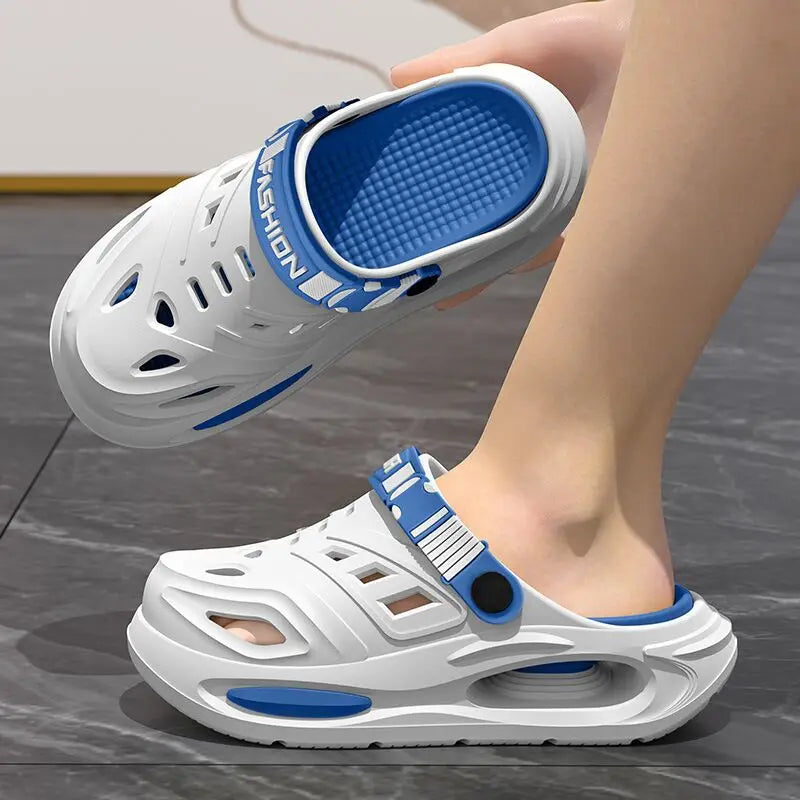 Men's Arch-Support Hole Clogs - Anti-Slip Thick-Sole Breathable Summer Sandals Blue