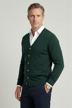 Calico | Men’s Cardigan | Button V Neck Dark Green