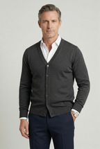 Calico | Men’s Cardigan | Button V Neck Grey