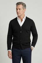Calico | Men’s Cardigan | Button V Neck Black