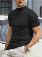 Men's Casual Basic Short-Sleeve Turtleneck T-shirt Black