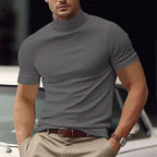 Men's Casual Basic Short-Sleeve Turtleneck T-shirt Gray