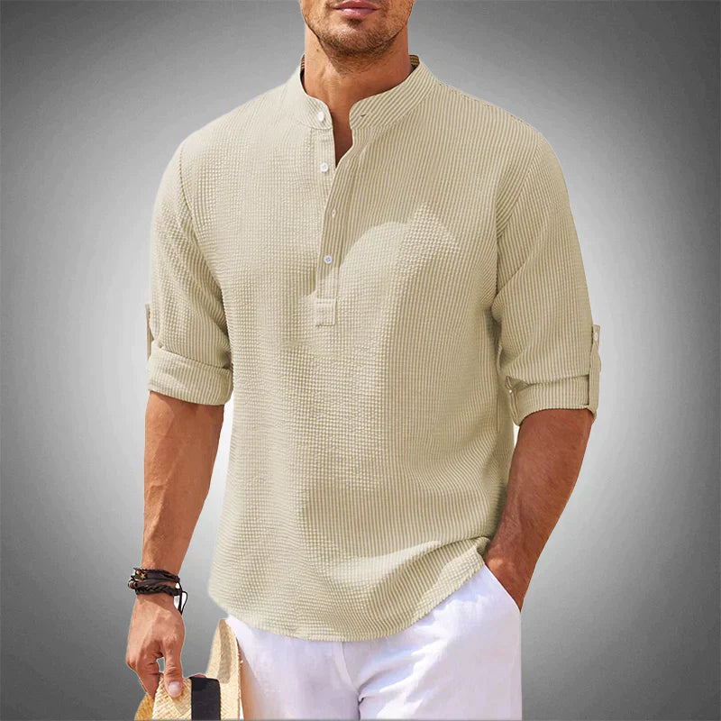 Men's Casual Henley Shirt Lightweight Breathable Comfortable 4