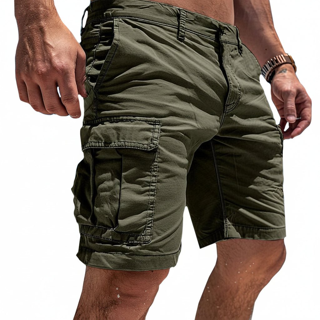 Men's Cotton Cargo Shorts, Lightweight, Breathable, with Pockets green