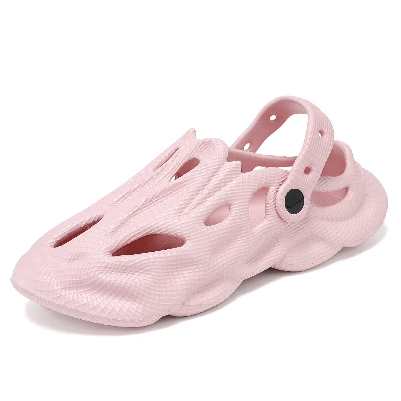 Men's Hollow Garden Clogs - Non-Slip Summer Beach Sandals with Soft Sole Pink