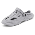 Men's Hollow Garden Clogs - Non-Slip Summer Beach Sandals with Soft Sole Grey