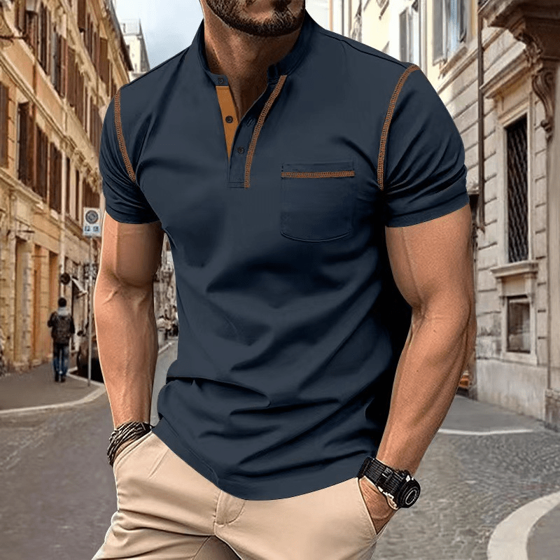 Men's Polo Shirt Cotton Blue All-round comfort and leisure dark blue