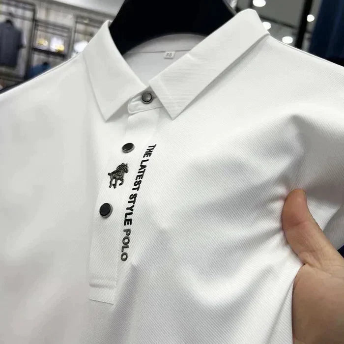 Men's Polo Shirt Muscle Fit Cotton Italian Design White
