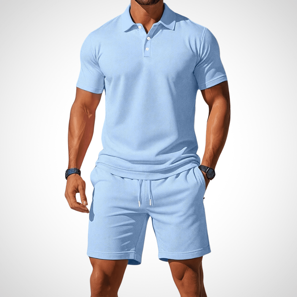 Men's Polo Shirt and Shorts Set, Cotton, Size L, Summer Look 0