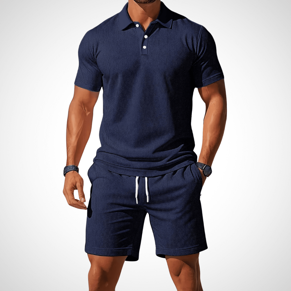 Men's Polo Shirt and Shorts Set, Cotton, Size L, Summer Look 1