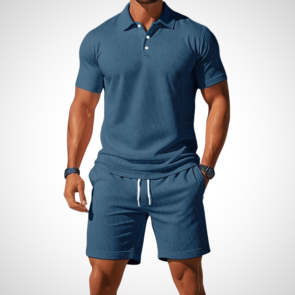 Men's Polo Shirt and Shorts Set, Cotton, Size L, Summer Look 3