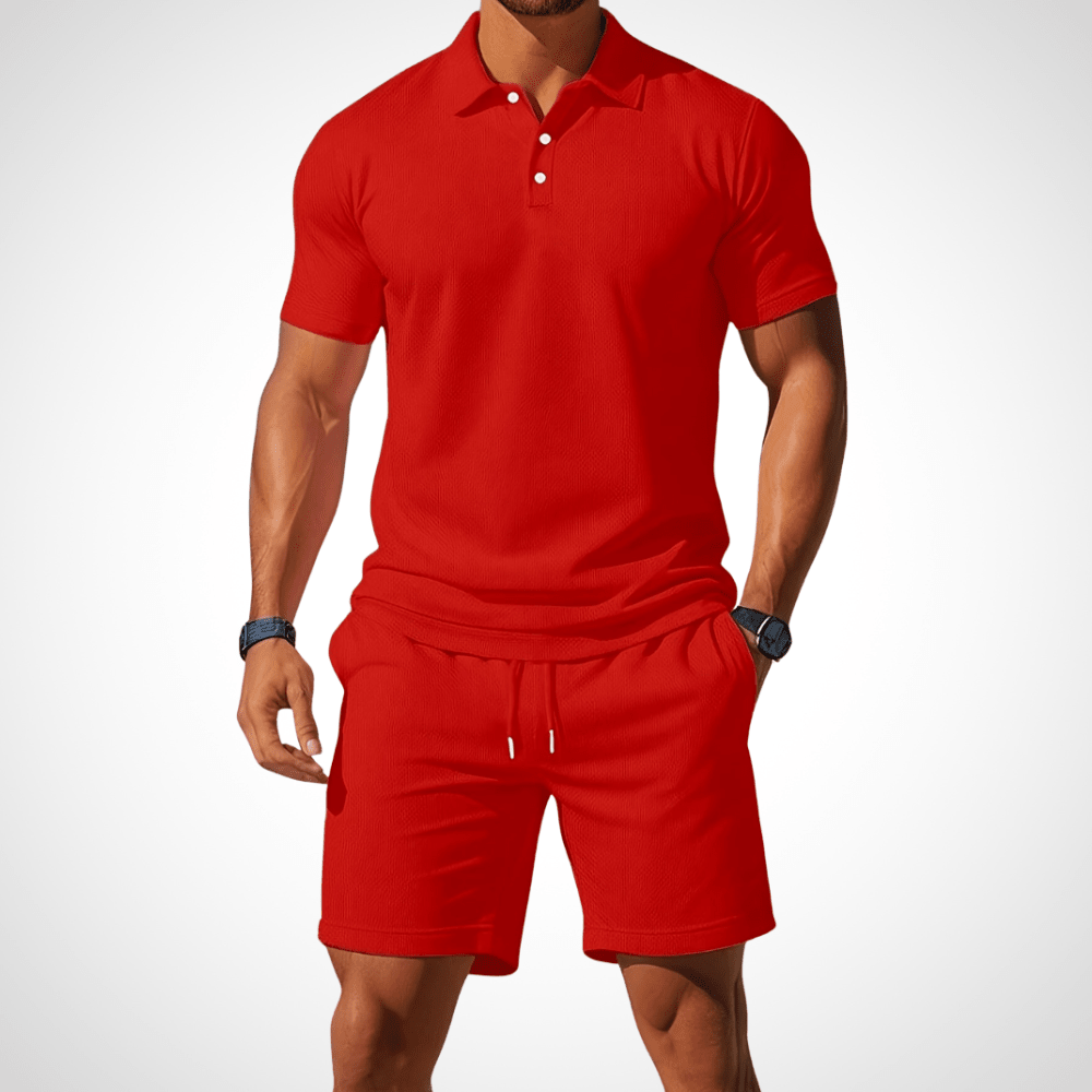 Men's Polo Shirt and Shorts Set, Cotton, Size L, Summer Look 4