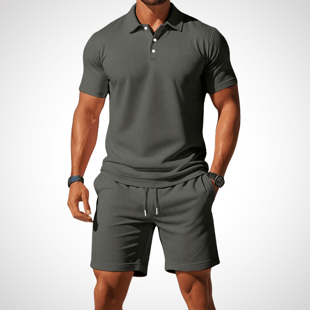 Men's Polo Shirt and Shorts Set, Cotton, Size L, Summer Look 5
