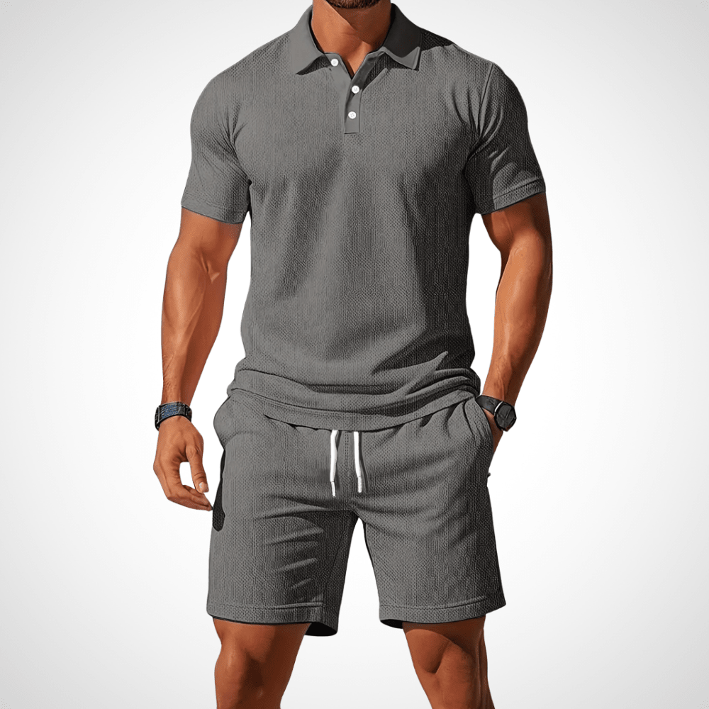 Men's Polo Shirt and Shorts Set, Cotton, Size L, Summer Look 7