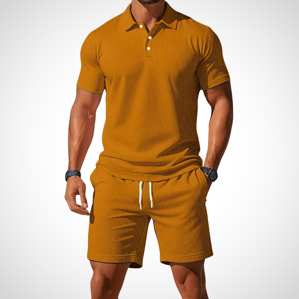 Men's Polo Shirt and Shorts Set, Cotton, Size L, Summer Look 8