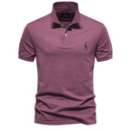 Men's Polo Shirt with Button Placket and Ribbed Cuffs 0