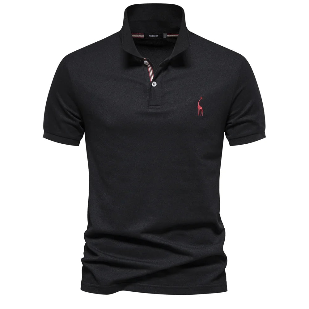 Men's Polo Shirt with Button Placket and Ribbed Cuffs 1