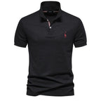 Men's Polo Shirt with Button Placket and Ribbed Cuffs 1