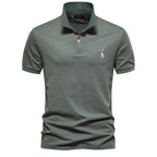 Men's Polo Shirt with Button Placket and Ribbed Cuffs 2