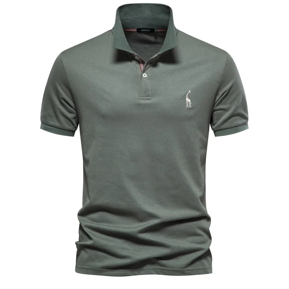 Men's Polo Shirt with Button Placket and Ribbed Cuffs 2