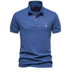 Men's Polo Shirt with Button Placket and Ribbed Cuffs 3
