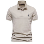 Men's Polo Shirt with Button Placket and Ribbed Cuffs 4