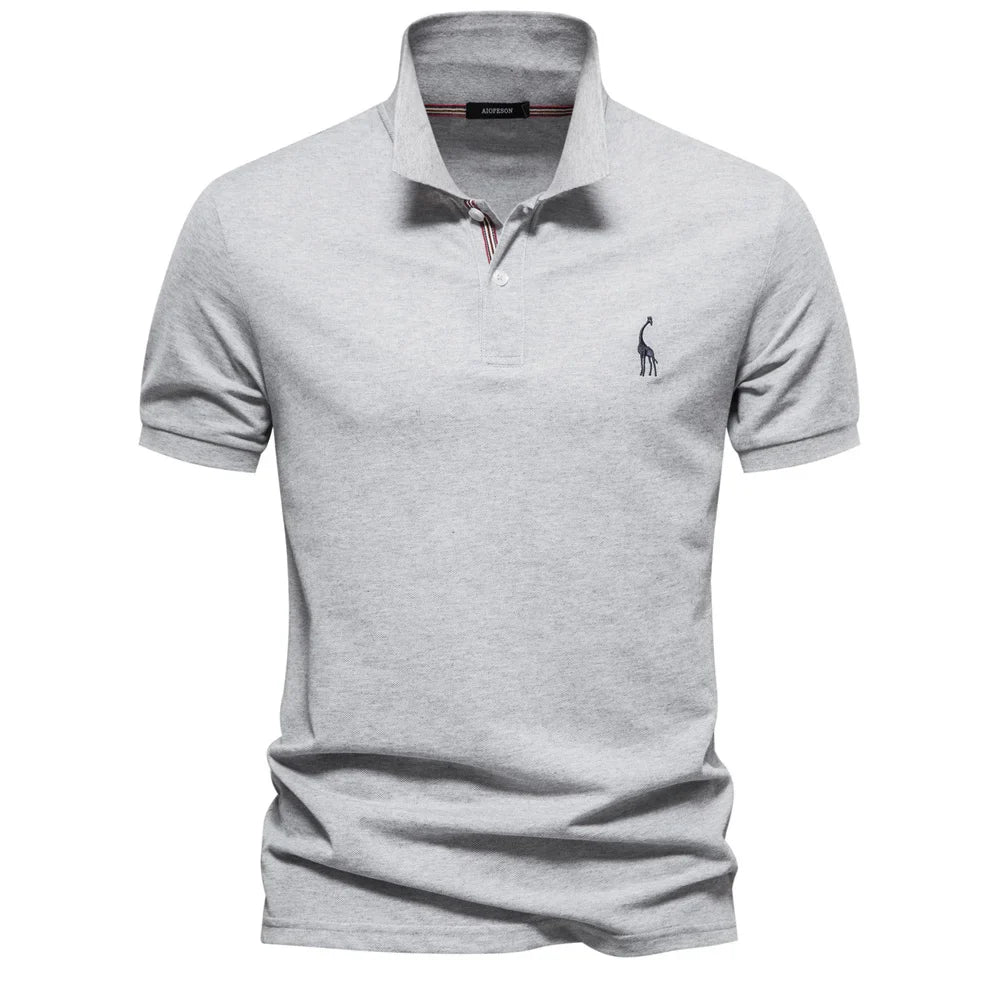 Men's Polo Shirt with Button Placket and Ribbed Cuffs 5