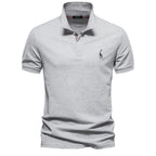Men's Polo Shirt with Button Placket and Ribbed Cuffs 5