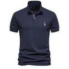 Men's Polo Shirt with Button Placket and Ribbed Cuffs 6