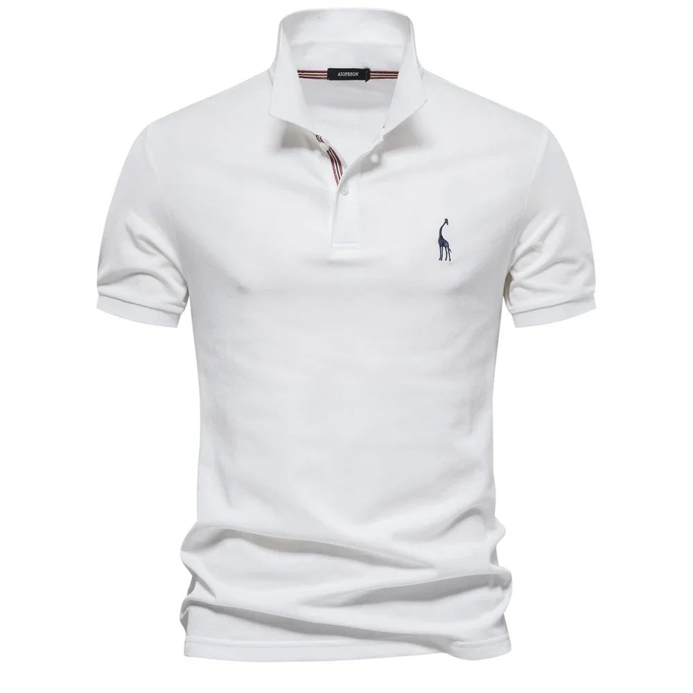 Men's Polo Shirt with Button Placket and Ribbed Cuffs 7