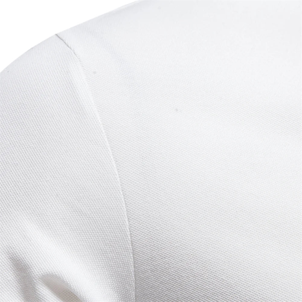 Men's Polo Shirt with Button Placket and Ribbed Cuffs 8