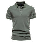 Men's Polo Shirt with Short Sleeves and Button Placket 0
