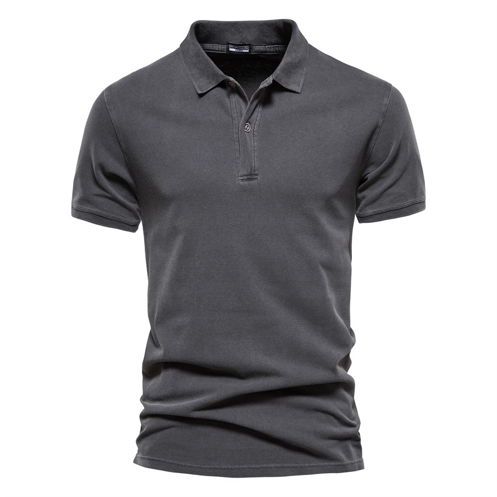 Men's Polo Shirt with Short Sleeves and Button Placket 1