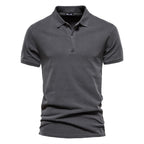 Men's Polo Shirt with Short Sleeves and Button Placket 1