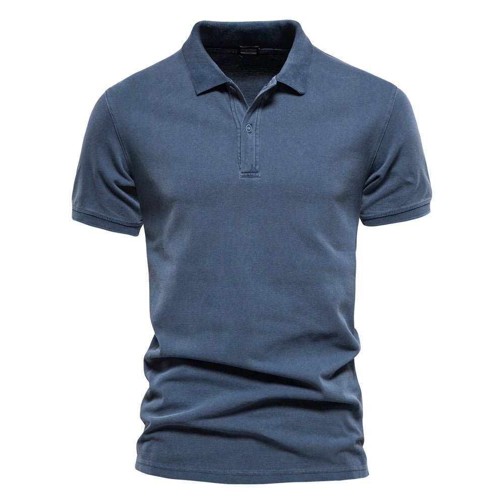 Men's Polo Shirt with Short Sleeves and Button Placket 2