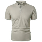 Men's Polo Shirt with Stand Collar and Short Sleeves 0
