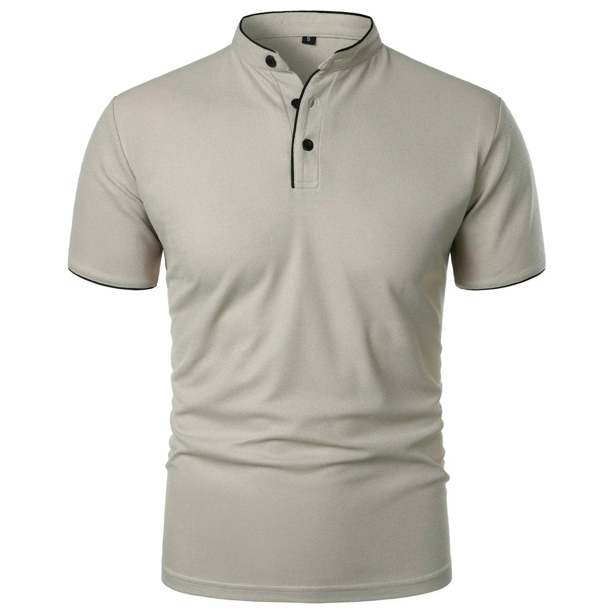 Men's Polo Shirt with Stand Collar and Short Sleeves 0