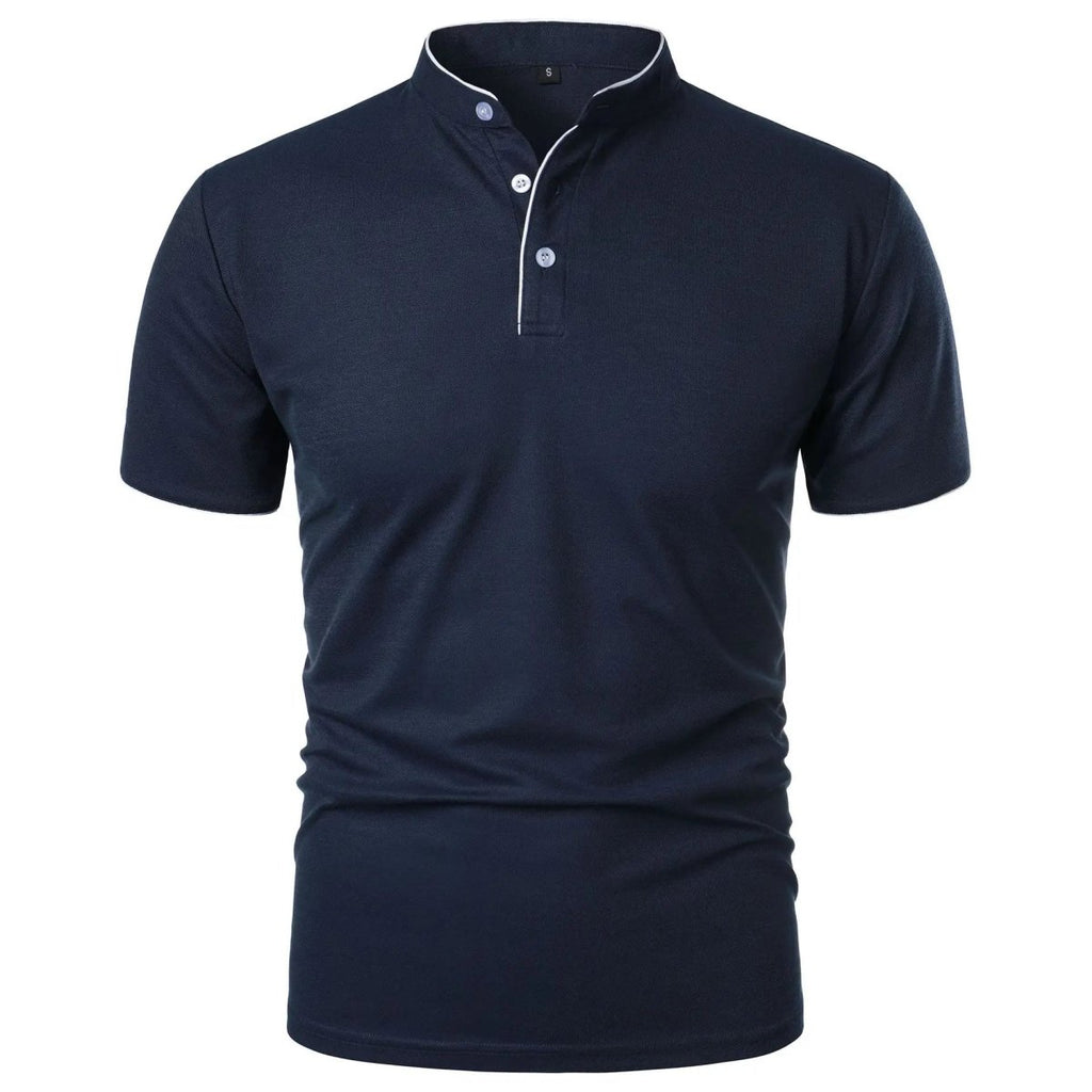 Men's Polo Shirt with Stand Collar and Short Sleeves 1