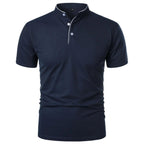 Men's Polo Shirt with Stand Collar and Short Sleeves 1
