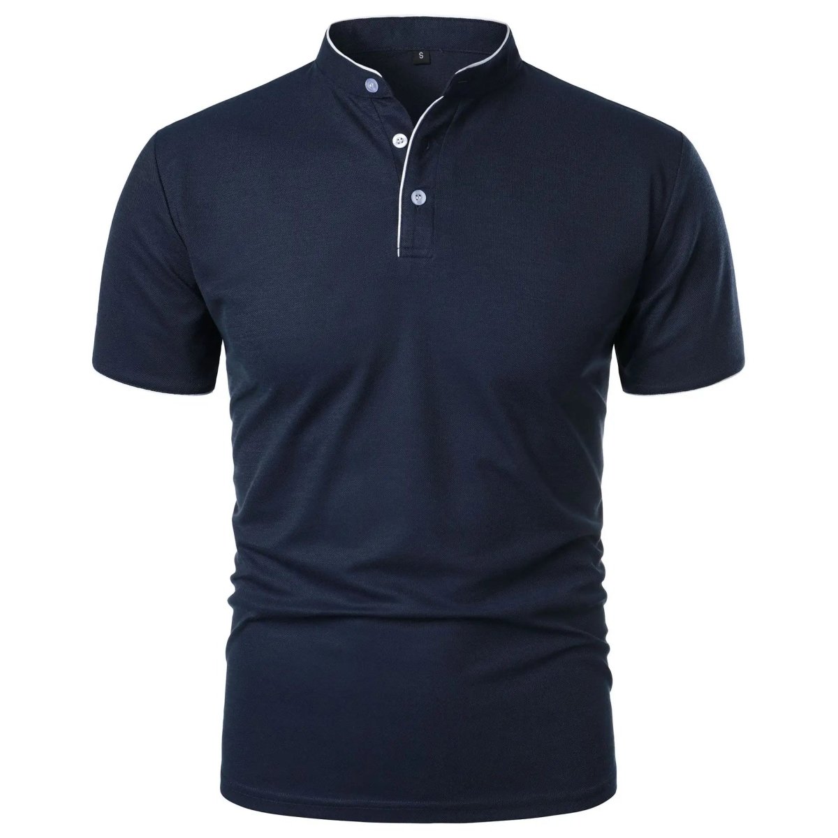 Men's Polo Shirt with Stand Collar and Short Sleeves 1