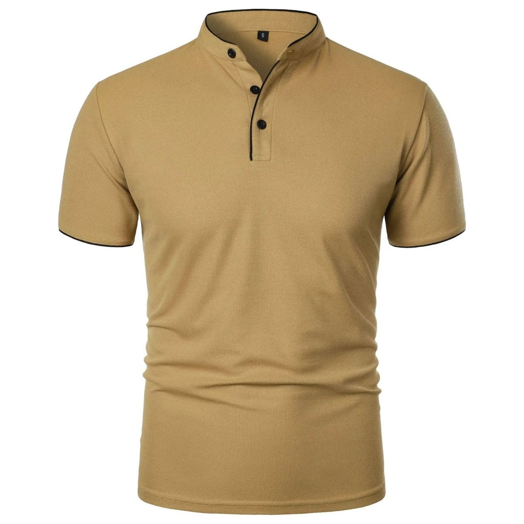 Men's Polo Shirt with Stand Collar and Short Sleeves 2