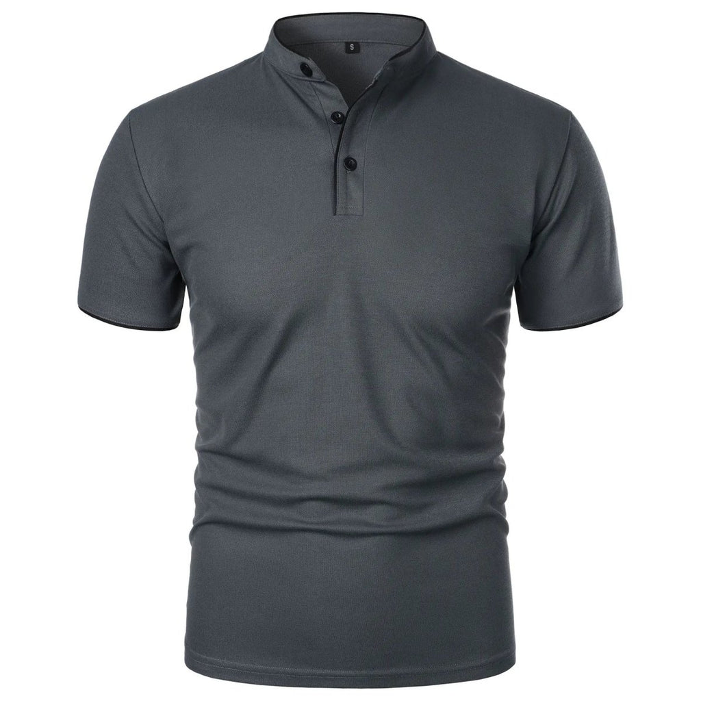 Men's Polo Shirt with Stand Collar and Short Sleeves 3